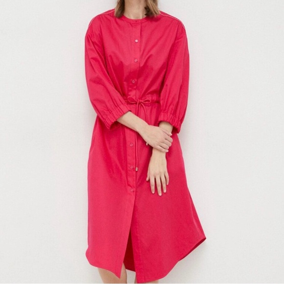 🆕 Max Mara Leisure Antique ROSE Leisure Sheree Drawstring Midi-Dress Cotton 8 - Picture 2 of 15